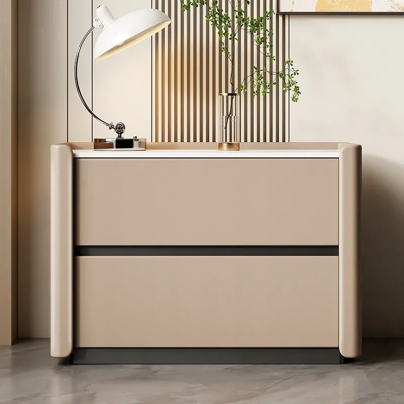 Solid wood widened bedside table, high-end design, simple and modern large-size bedroom locker
