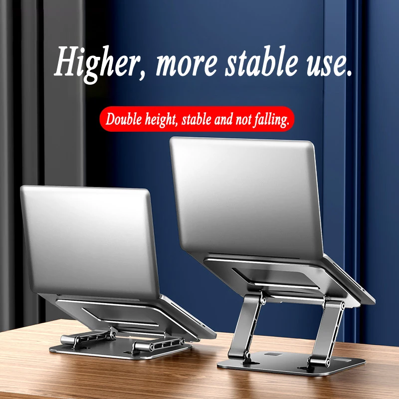 

Laptop Stand Aluminum Alloy Adjustable Folding Portable for Notebook MacBook Computer Bracket Lifting Cooling Holder Non-slip