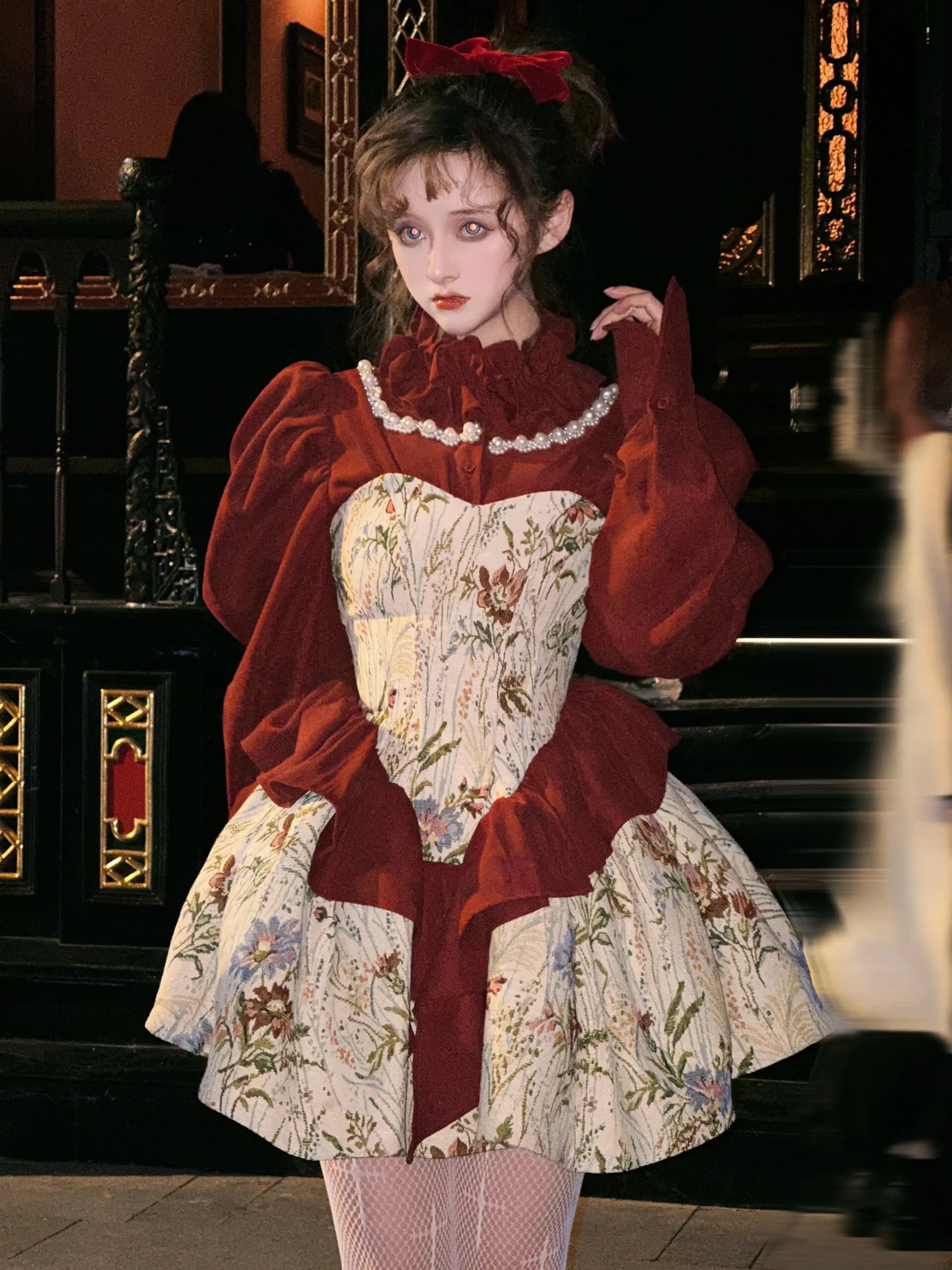 

Хэллоуин Cisas Новый год Aosphere Sense Embroidered Dr Женский комплект k Red irt Комплект для поездок на работу Sle Long Sve Regular ...