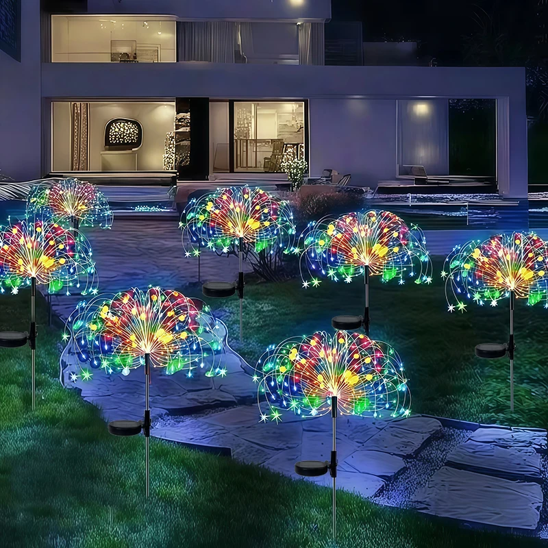 Solar-LED-Feuerwerk-Lichterkette für Außenbereich, Wasserdichte Gartendekoration, Rasen- und Wegebeleuchtung, Solar-Außenleuchte, Garten-Weihnachtsbeleuchtung