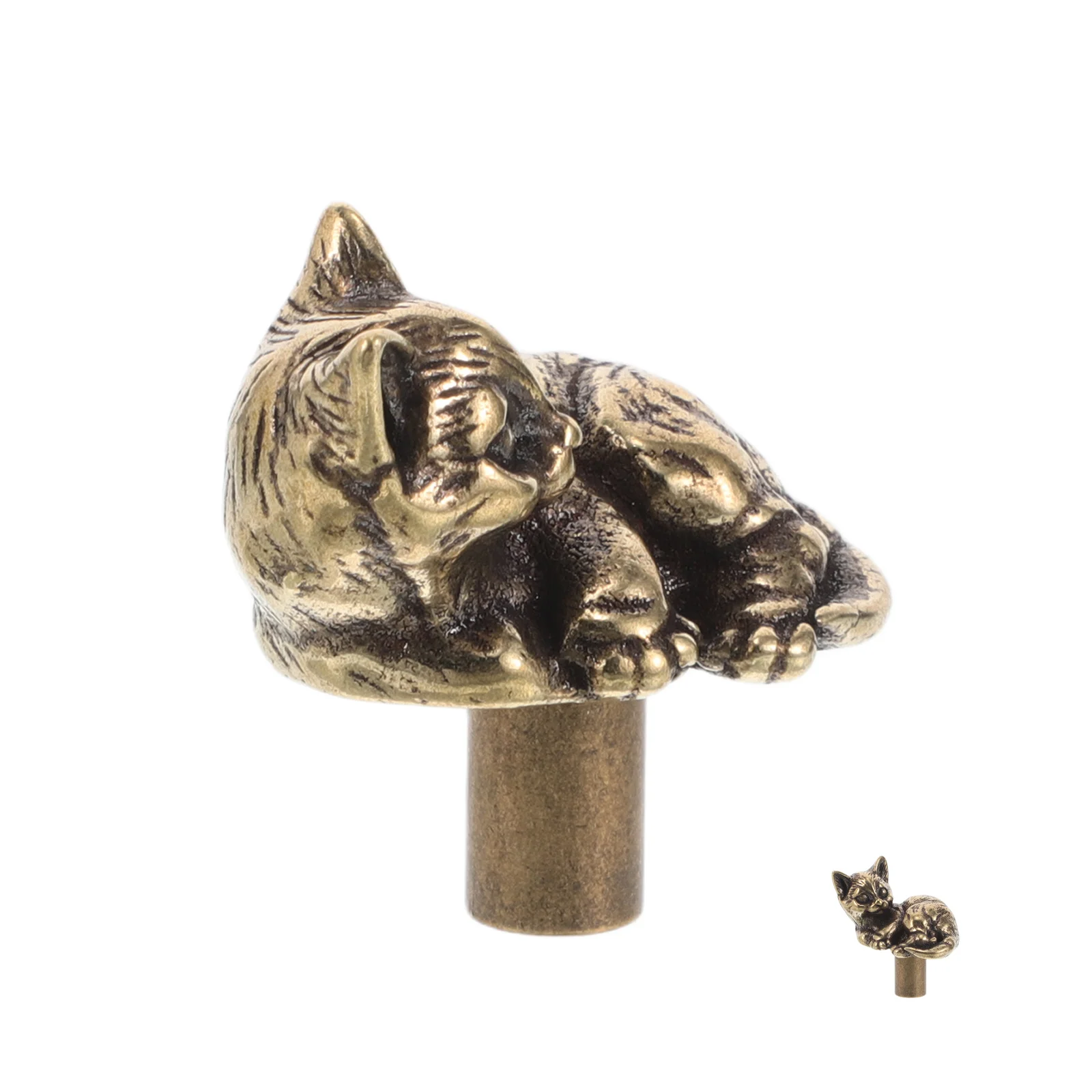 

Decorative Brass Door Handle in Cat Design Vintage Cabinet Knob for Drawers Smooth Finish Retro Hardware for Home Decoration