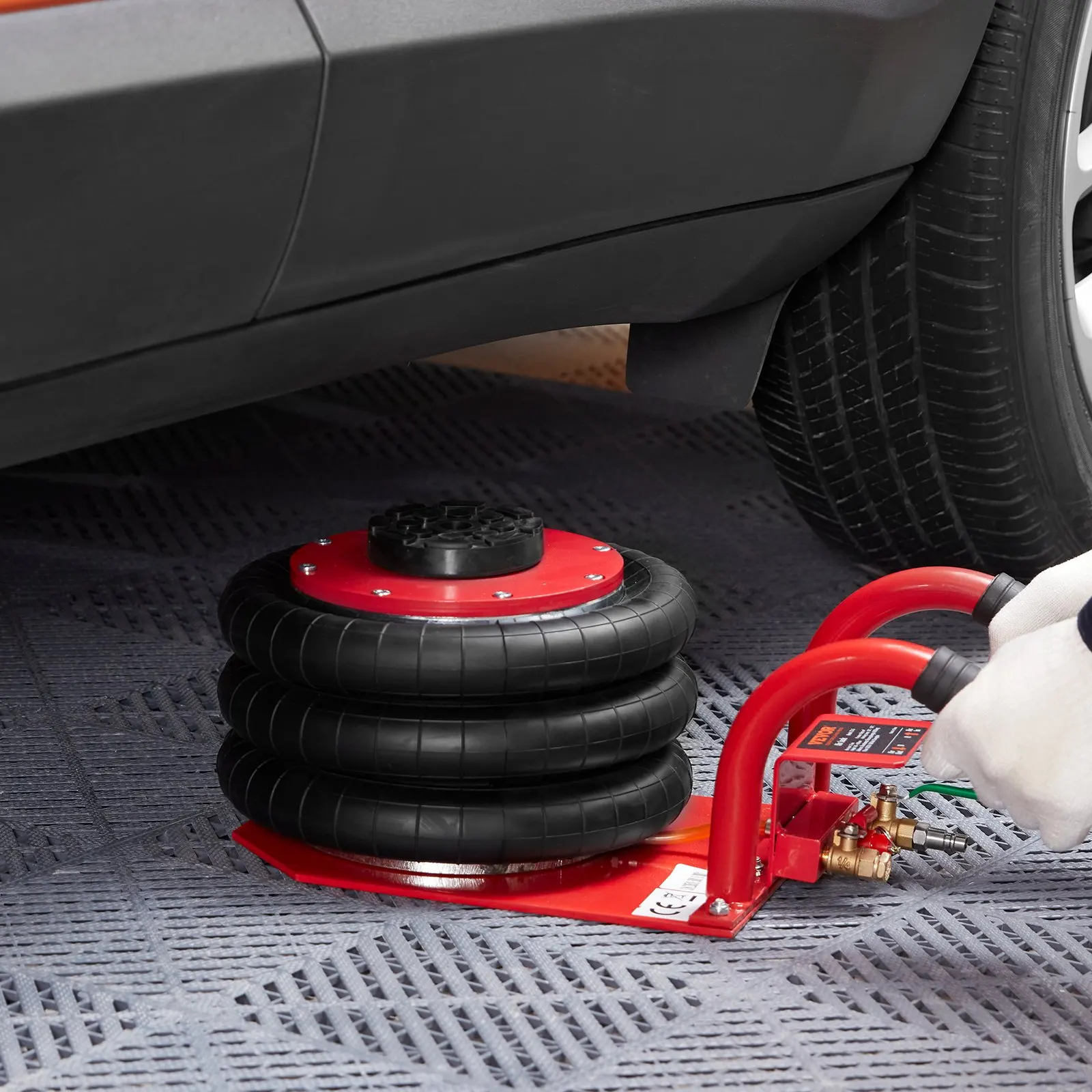 VEVOR Conector de aire de triple bolsa, capacidad de 3 toneladas (6600 libras), conectores neumáticos portátiles para automóviles, resistentes y de elevación rápida para reparación de automóviles en garaje