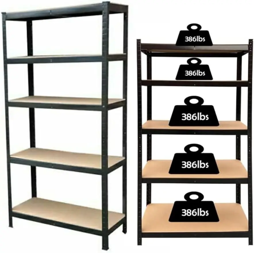 

AUTOFU Storage Shelves,5 Tier Adjustable Garage Storage Shelving, 168x75x30cm Heavy Duty Metal Storage Rack Shelf Unit, Multipur