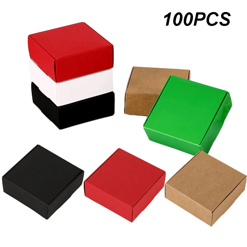 100Pcs/Lot Square White Handmade Candy Soap Box Craft Kraft Paper Box Packaging Small Gift Wedding Party Favor Package Boxes