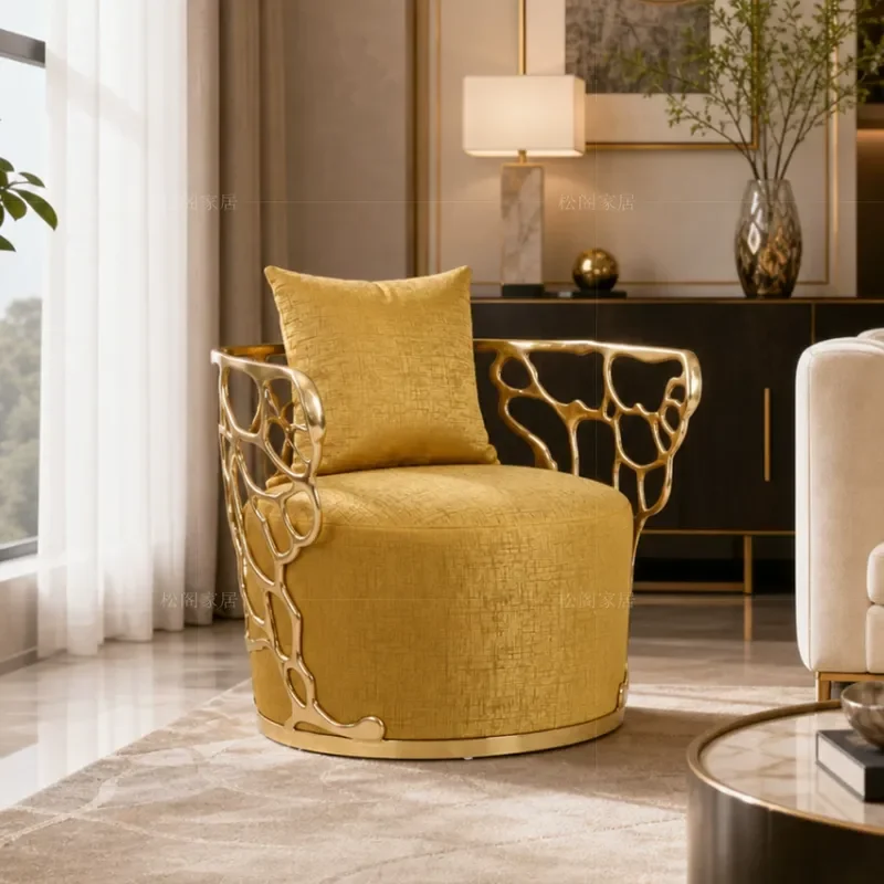 Modern Luxury Pure Copper Sofa Chair High End Artistic Butterfly Hollow Design Single Seat for Living Room Leisure Furniture