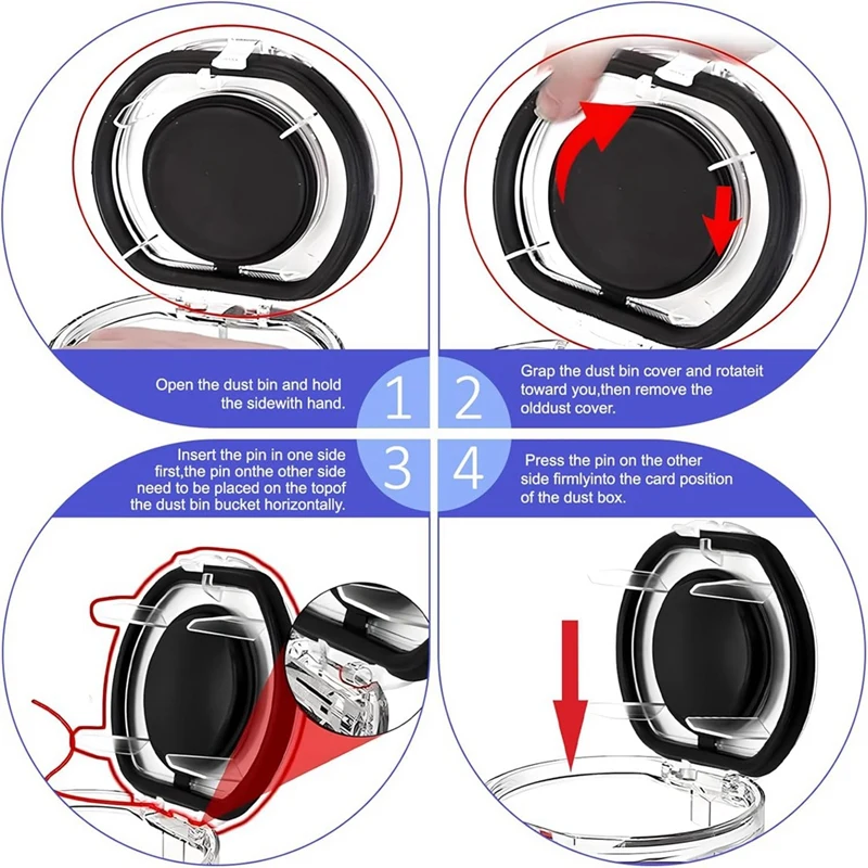 Couvercle de Poussière et 3 Pré-Livre de Remplacement pour Aspirateur Dyson V6, Collecteur, DC44, DC58, DC59, DC62, DC72, DC74
