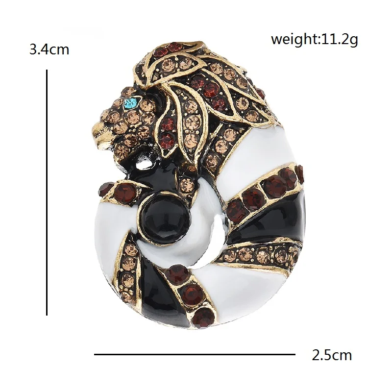 Wuli&baby Vintage Interesting Lion Brooches For Women Enamel Rhinestone Animal Party Office Brooch Pins Gifts