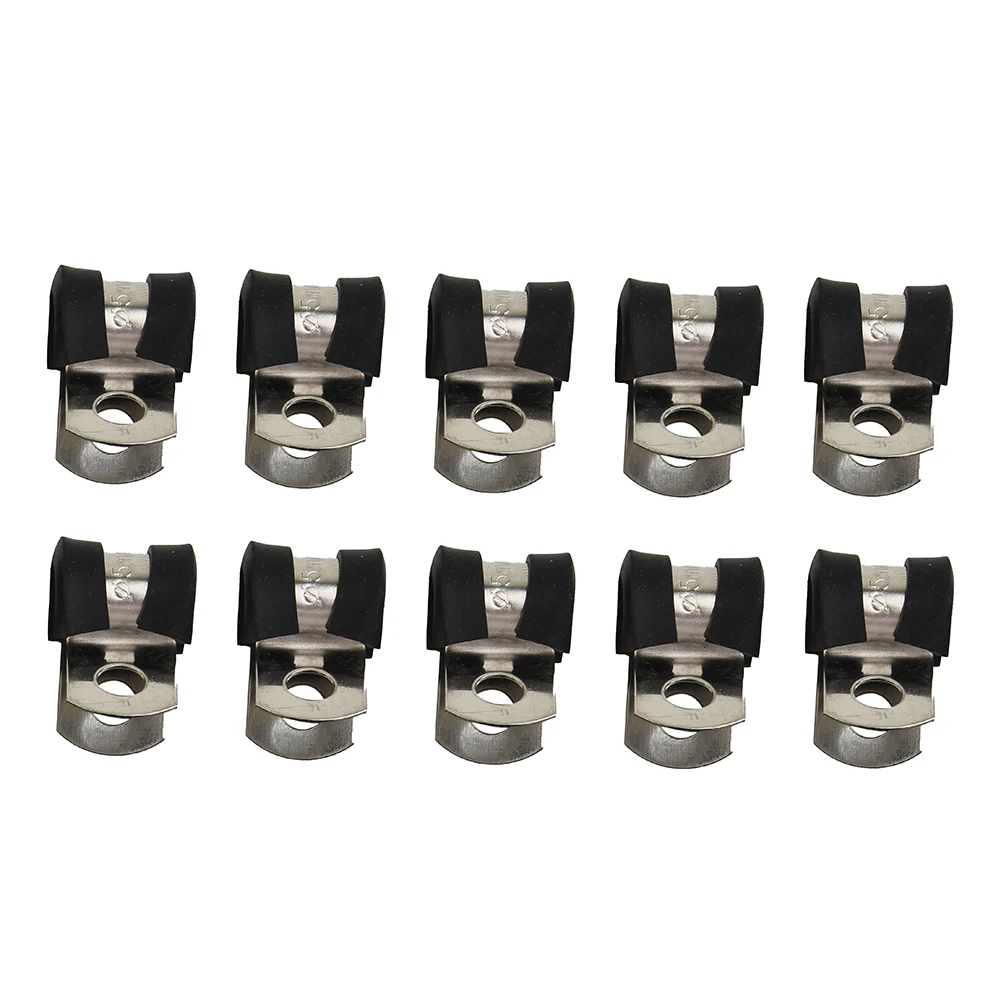 Cable Clip Hose Clamp Hose Clip 10Pcs Rubber Lined P Clip Securing Brake Lines Securing Fuel Lines Galvanized Iron