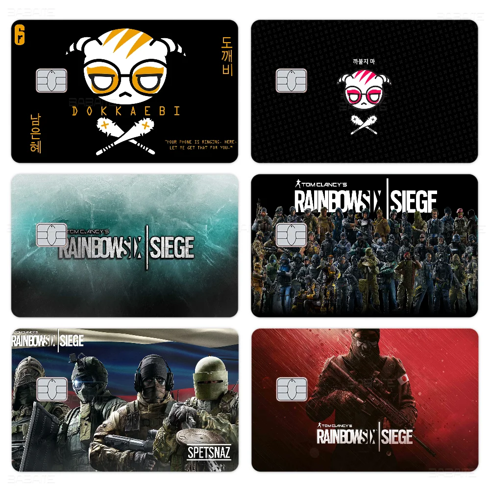 Game R-Rainbow S-Six S-Siege Anime Spend Or Save Funny Shell On Off Ultra Thin No Fade Sticker Skin Cover Film For Debit Credit