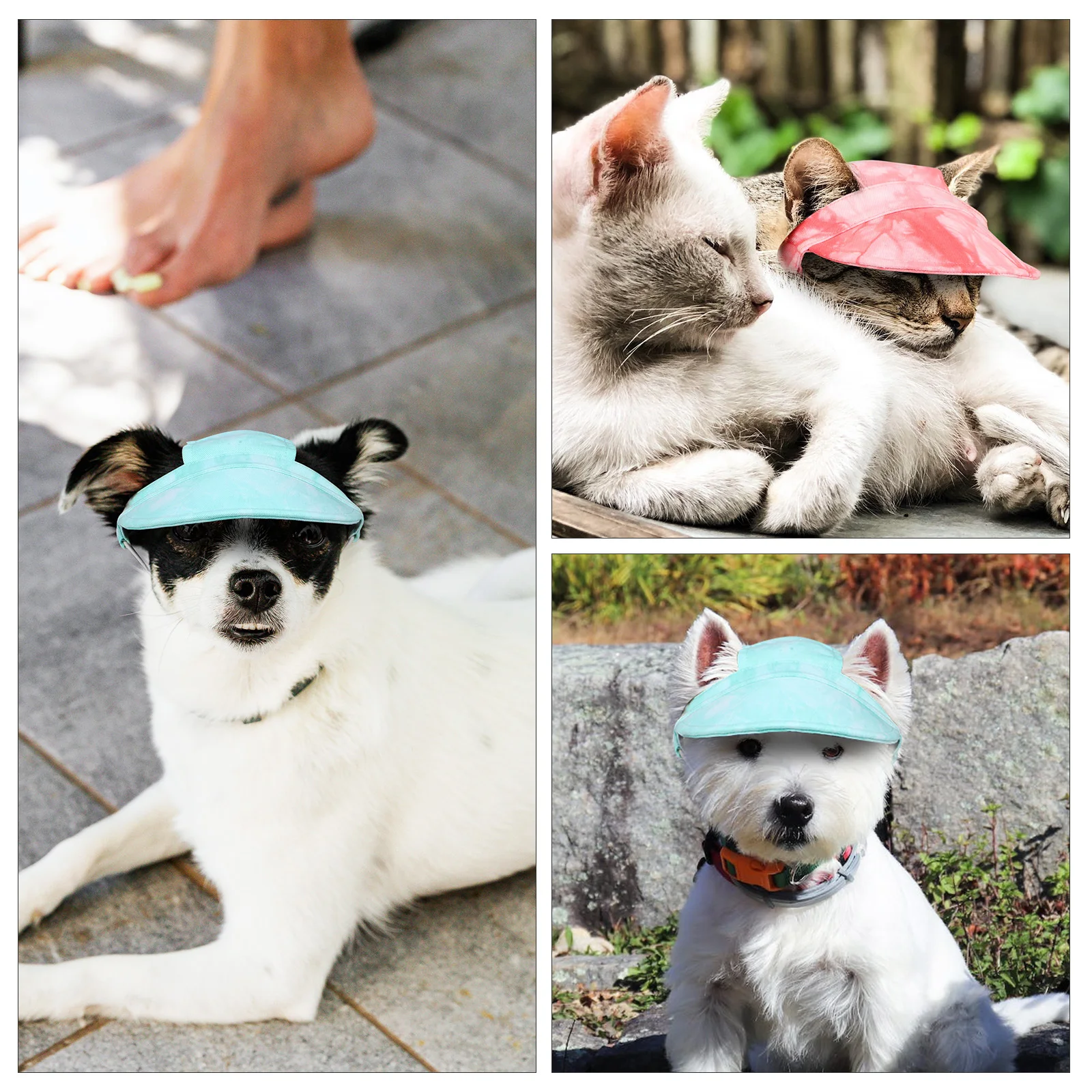 

2Pcs Pet Sun Visor Hat Tie-Dye Adjustable Strap Ear Hole Summer Outdoor Dog Baseball Cap Pet Sun Hat Dog Baseball Cap