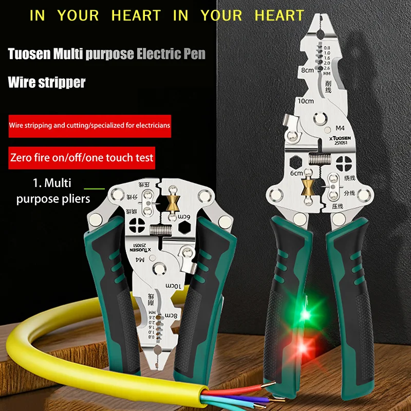 【X】Multi Functional Foldable Wire Stripping Pliers Cable Cutter Stripper Pliers Electrician Hand Tool For Wires Cutting Crimping