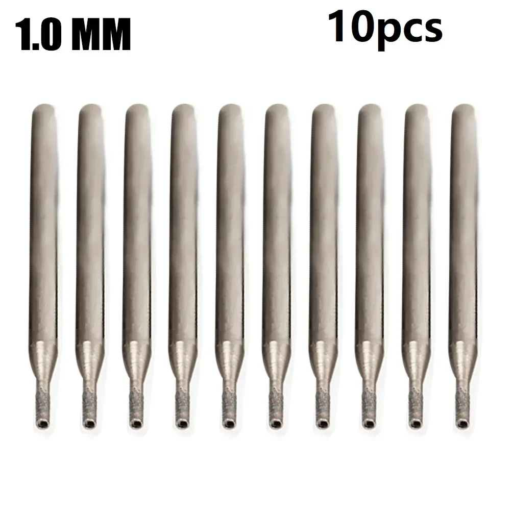 

10pcs 0.8/2mm Rotary Diamond Burr Core Drill Bits 2.35mm Shank For Glass Tile Grinding Hollow Head Rotary Power Tools