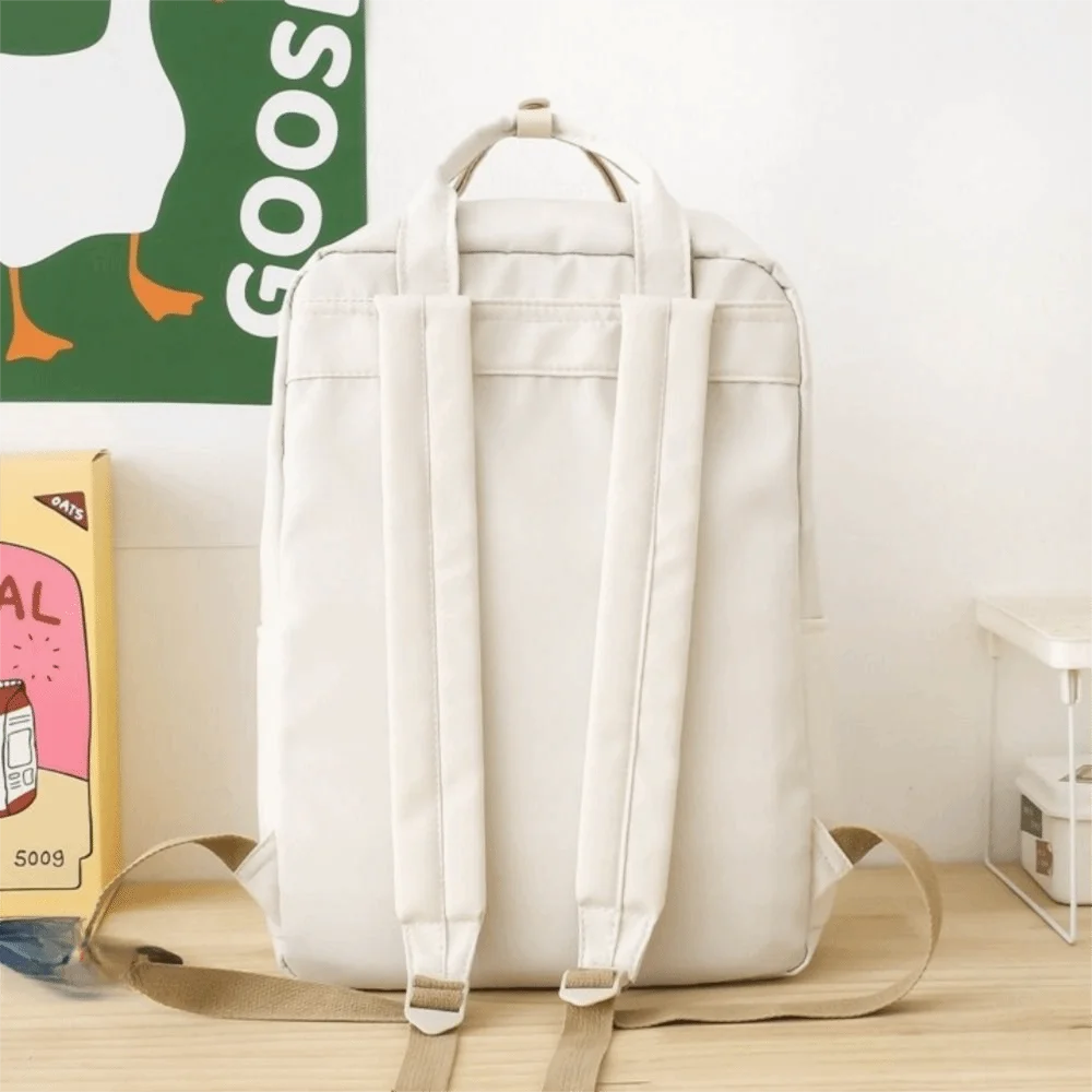 Leichter, wasserdichter Damen-Rucksack aus Nylon, großer Reiserucksack, ergonomische, einfarbige Laptop-Büchertasche für Teenager – Detail 11