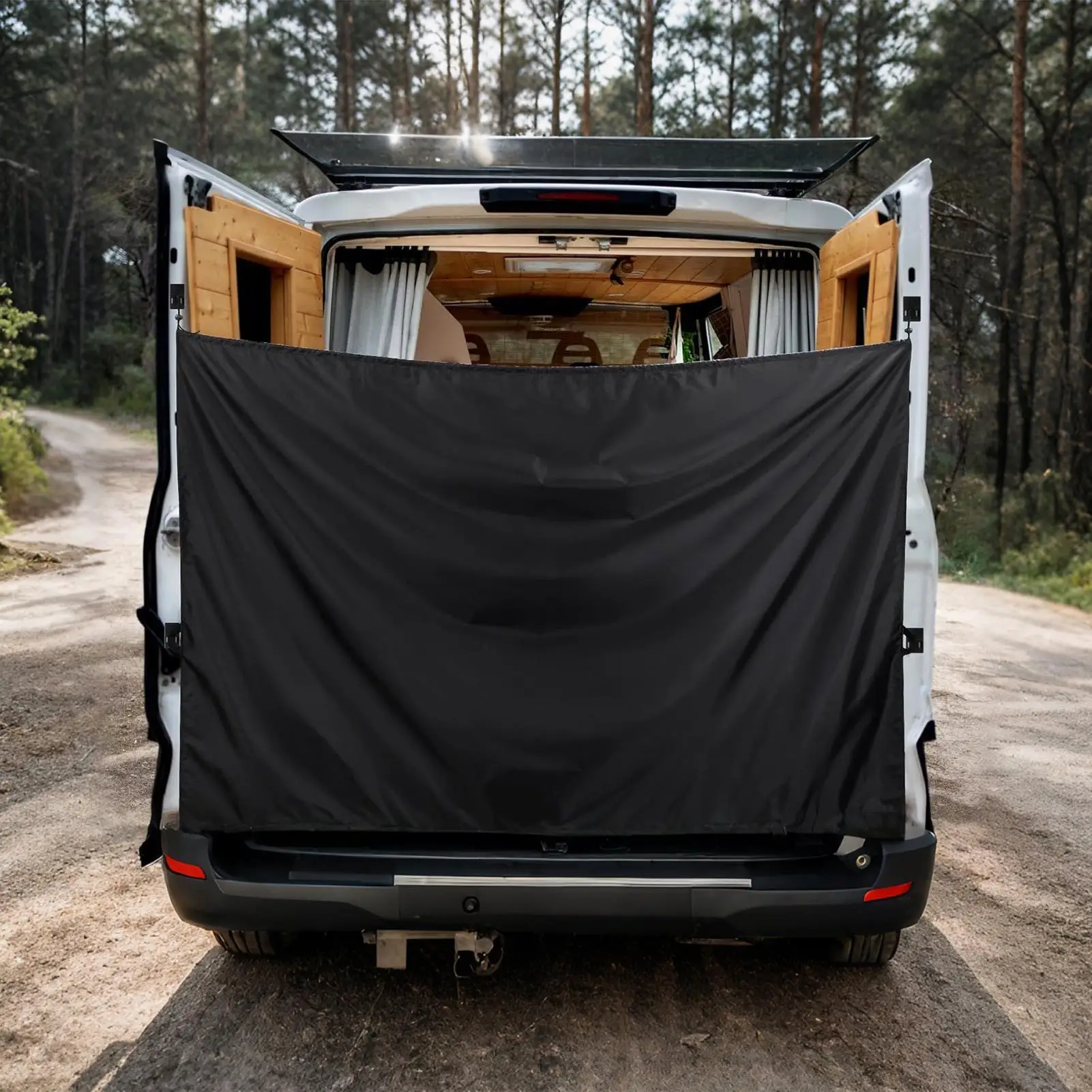 Car Rear Door Curtain Universal Car Divider Curtain Accessories Camper Van Barn Door Privacy Cover With Hooks For  Trips Beach