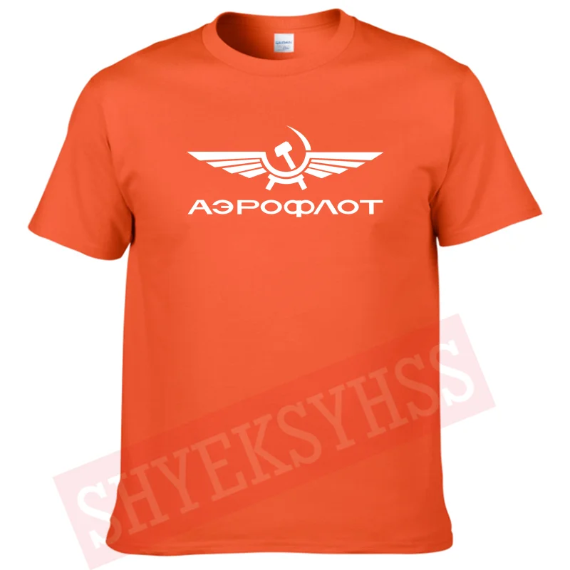 Men T Shirt Cotton Aeroflot CCCP Civil Aviation Printed Cotton Russian Air Force Logo TShirt Men T-Shirt O-neck Short Sleeves