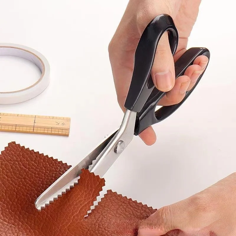 23.5cm Zig Zag Sewing Cut Dressmaking Tailor Shear Pinking Scissor Leather Craft Fabric Upholstery Tool Textile DENIM