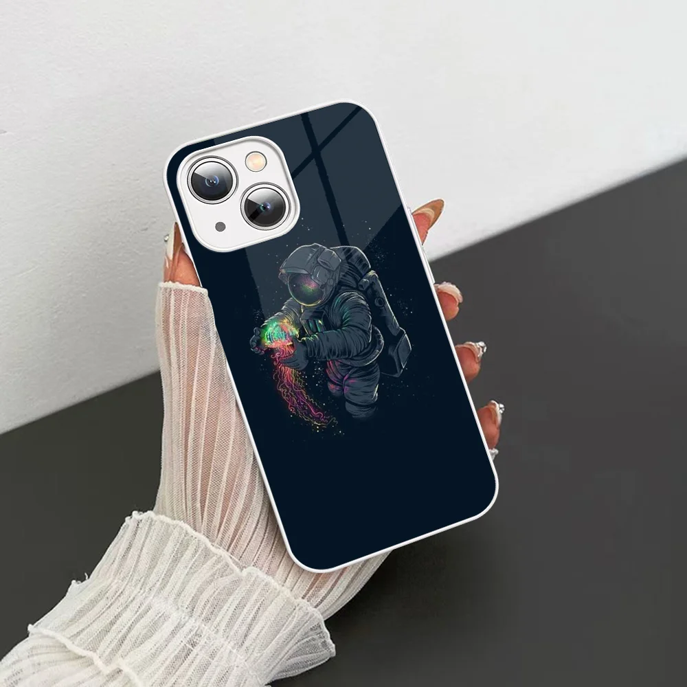 Space Airship Astronaut Phone Case Tempered Glass For iphone 14 13 12 11 Pro Mini XS MAX 14Plus X XS XR Cover image 6
