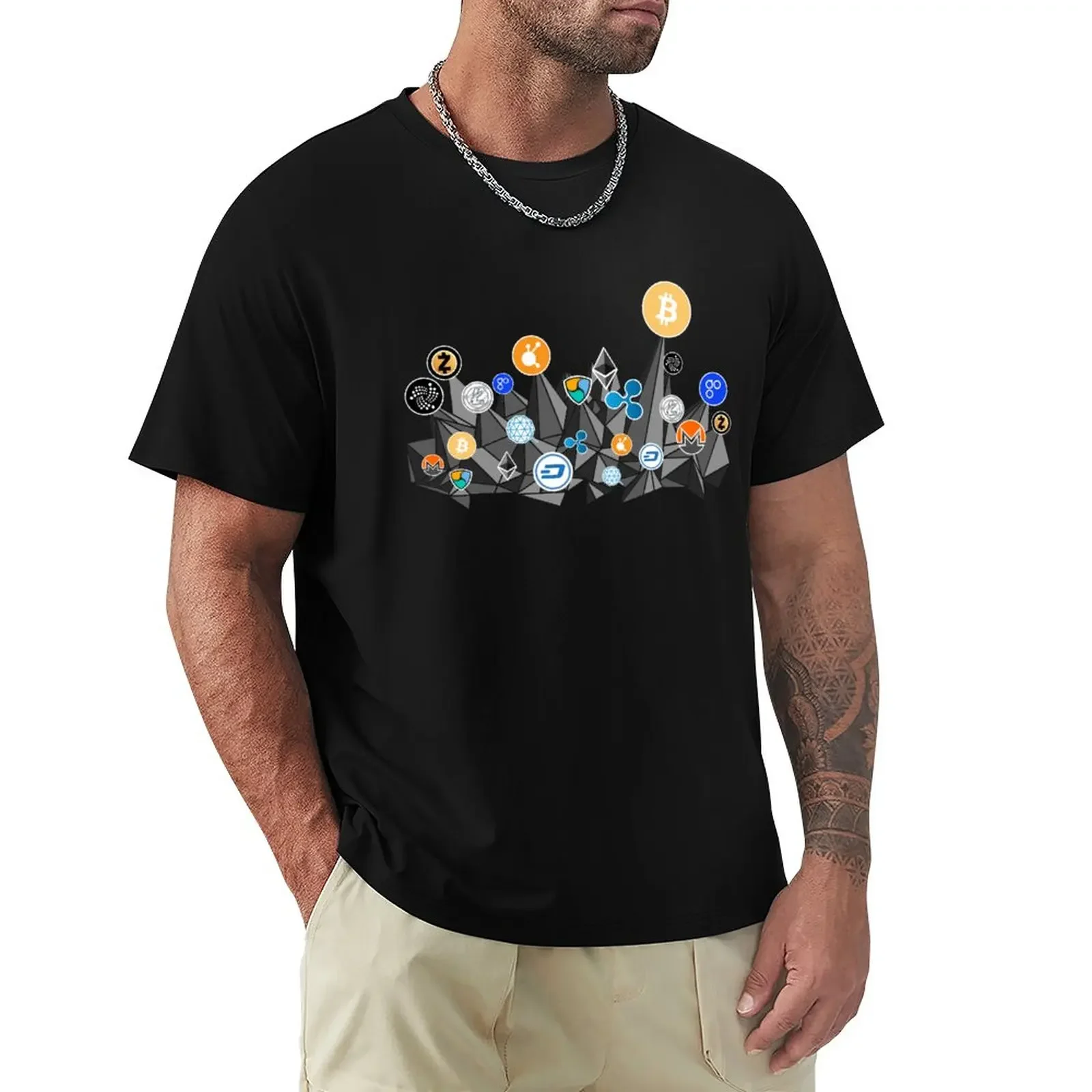 Cryptocurrency t-shirt. Digital currency. Mountain T-Shirt oversizeds blanks mens tall t shirts