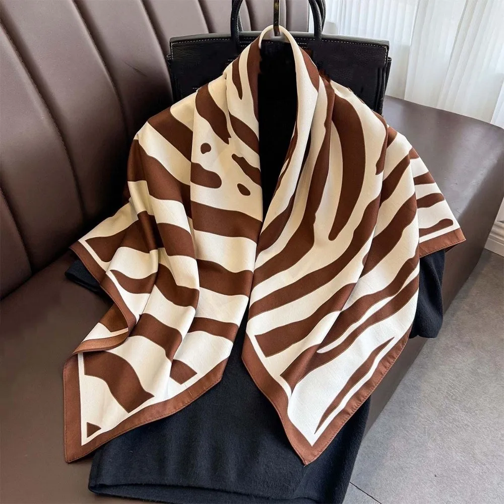 

Patterned Shawl 90 CM Square Scarf Lightweight Breathable Stripes Square Headscarf Sunscreen Headband Printed Silk Scarf Beach