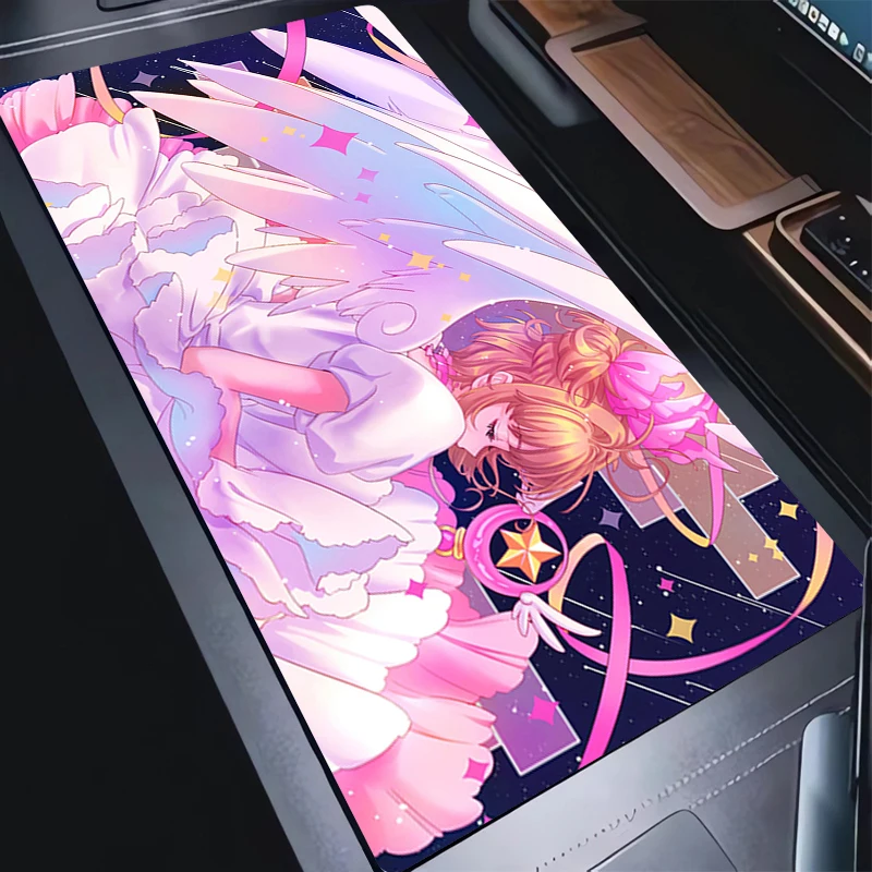 

Mouse Pad 900x400 Kawaii Anime Angel Mousepad Laptop C-card C-captor Sakura Keyboard Pad PC Pink Cute Girl Gaming Desk Mouse Mat