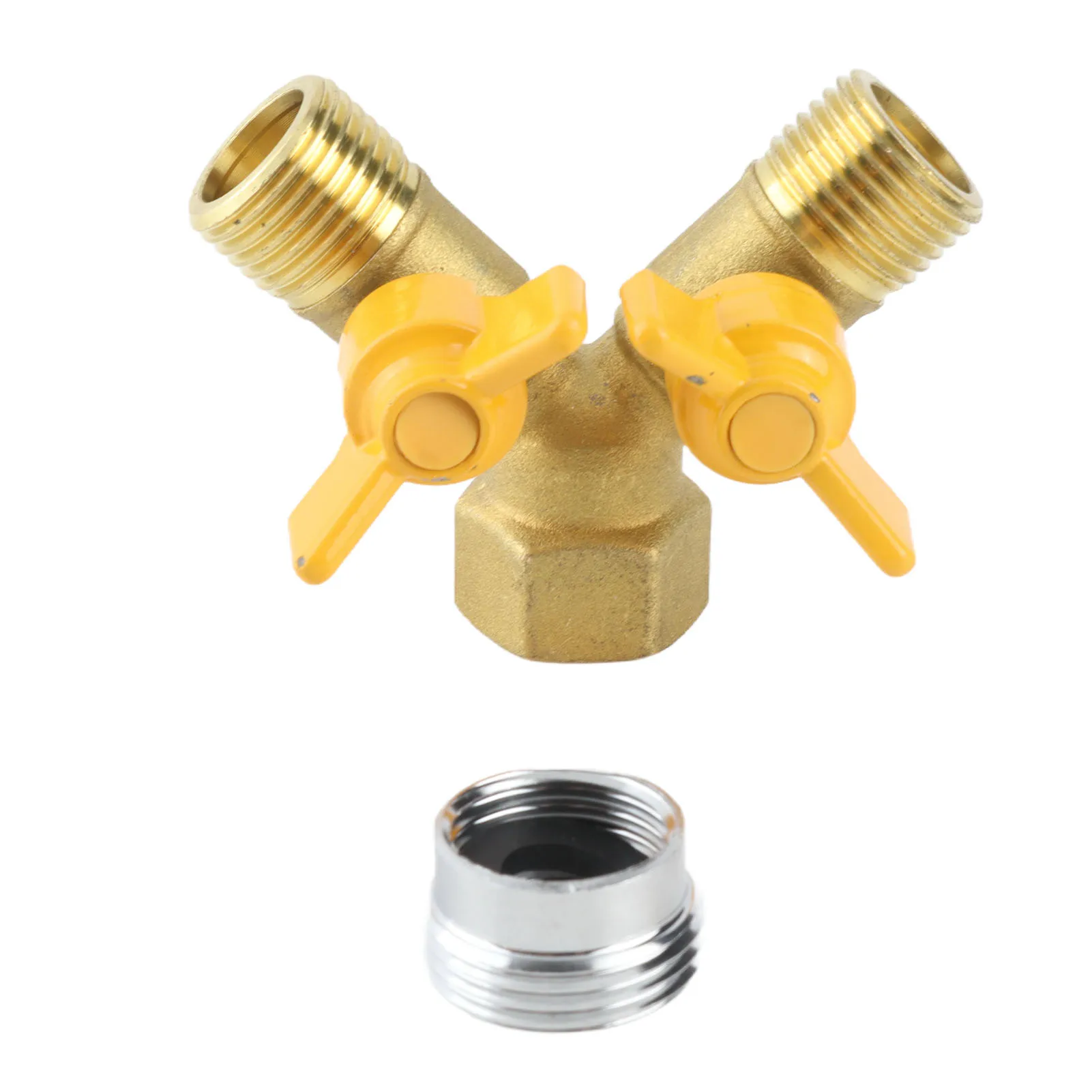 G1/2 Brass 2 Way Double Tap Hose Adapter Dual Faucet Connector Garden Irrigation Accessories