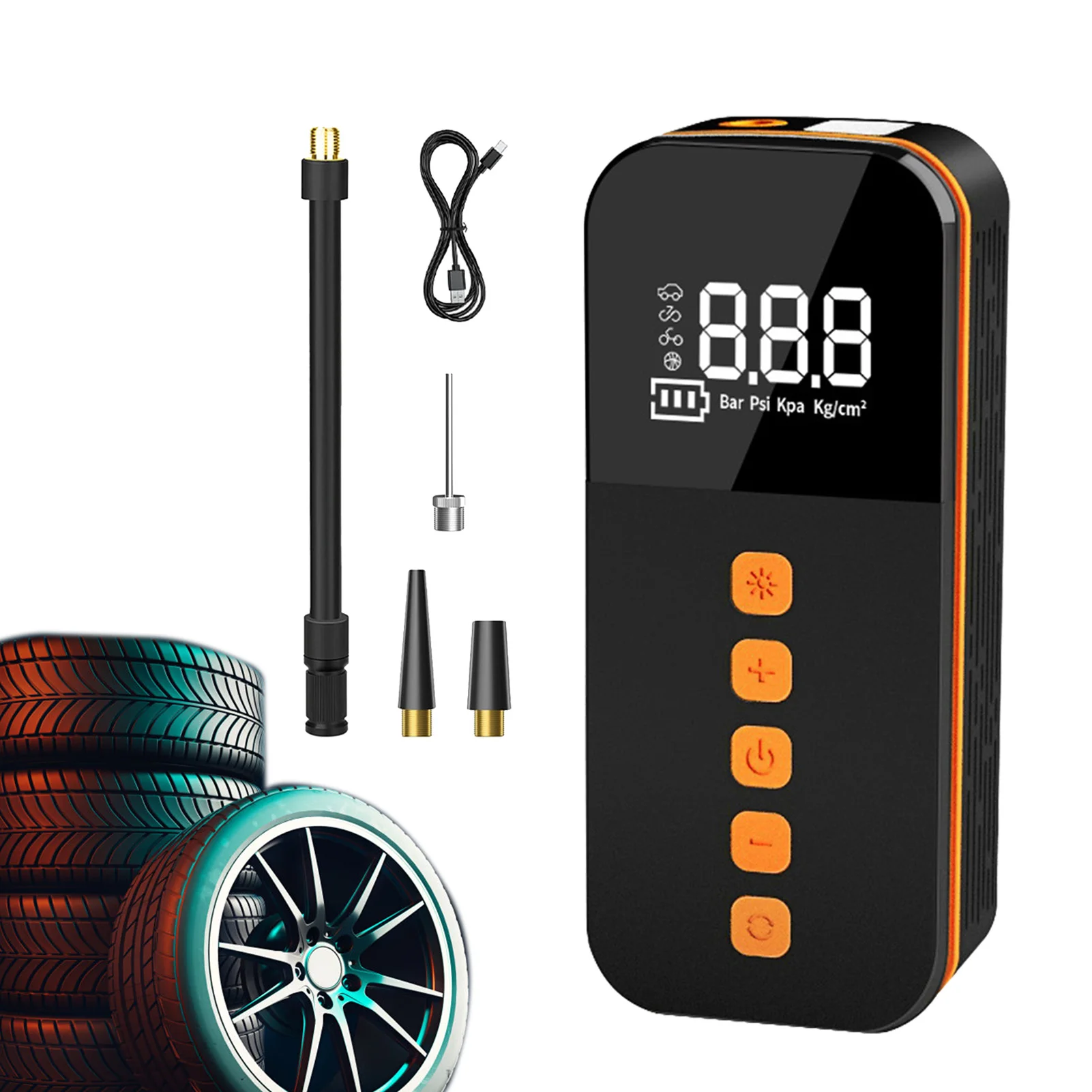 

Smart Digital Tire Pressure Pump Electric Rechargeable Wireless Car Inflatable Pump Suitable for Multifunctional Tyre Inflator