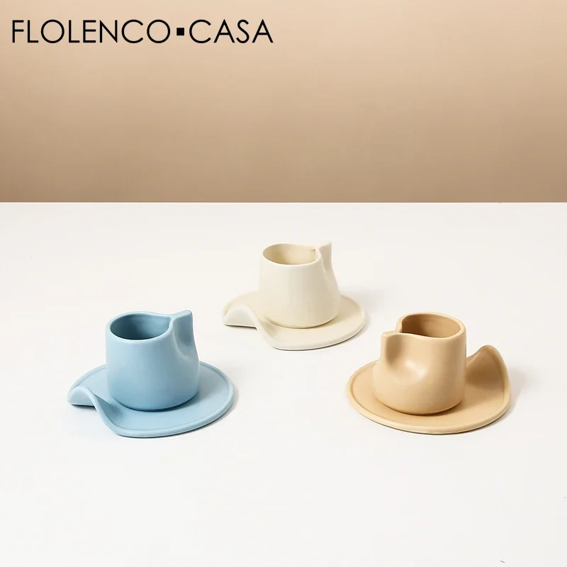 Macaron 3 Colors Unique Design Nordic Style Ceramic Mug Home House Decoration Porcelain Water Coffee Milk Cup Set