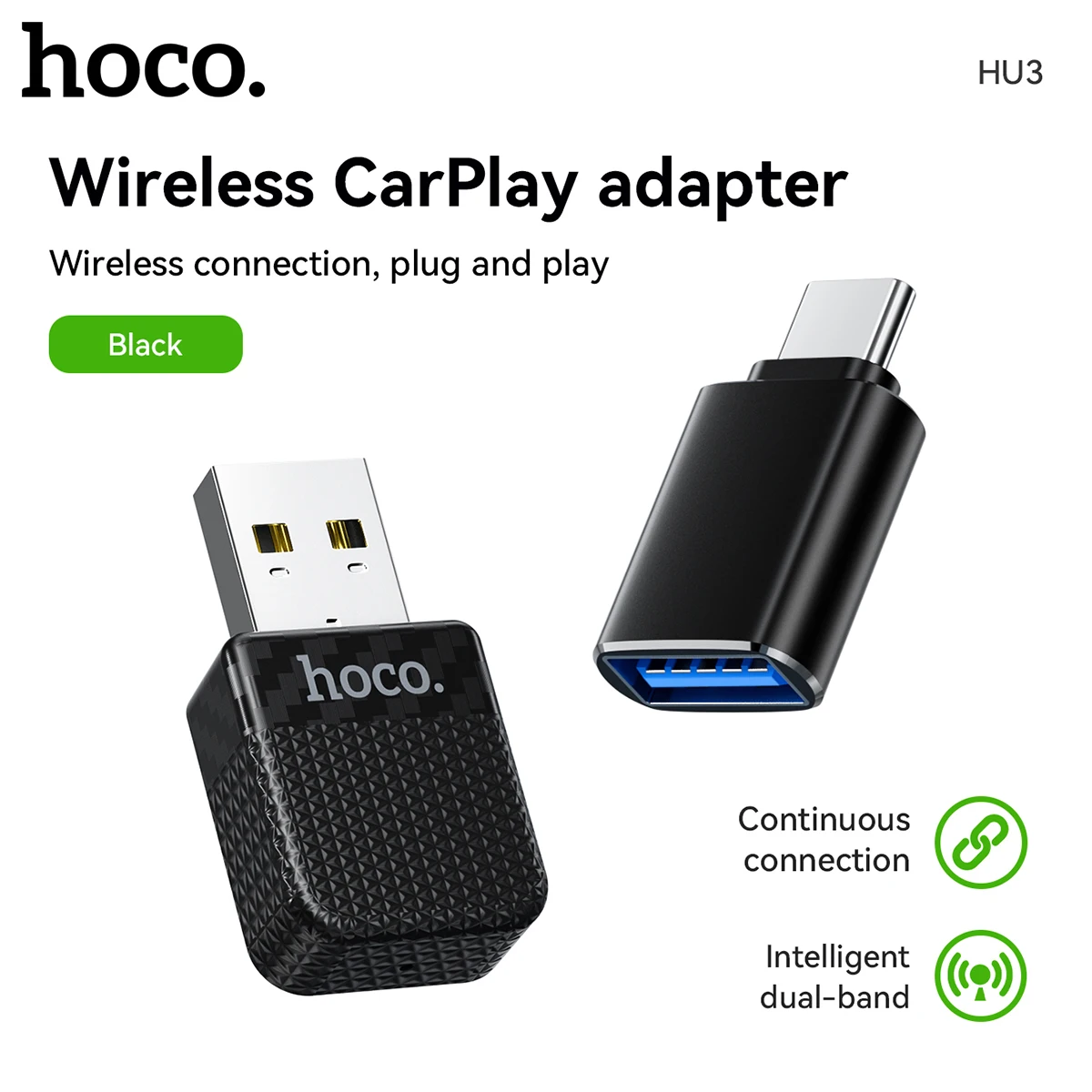 HOCO HU3 Auto Draadloze CarPlay Adapter Voor iPhone Apple IOS Mobiele Telefoon Wi-Fi Kanalen met Hoge Snelheid Stabiele Carplay Converter
