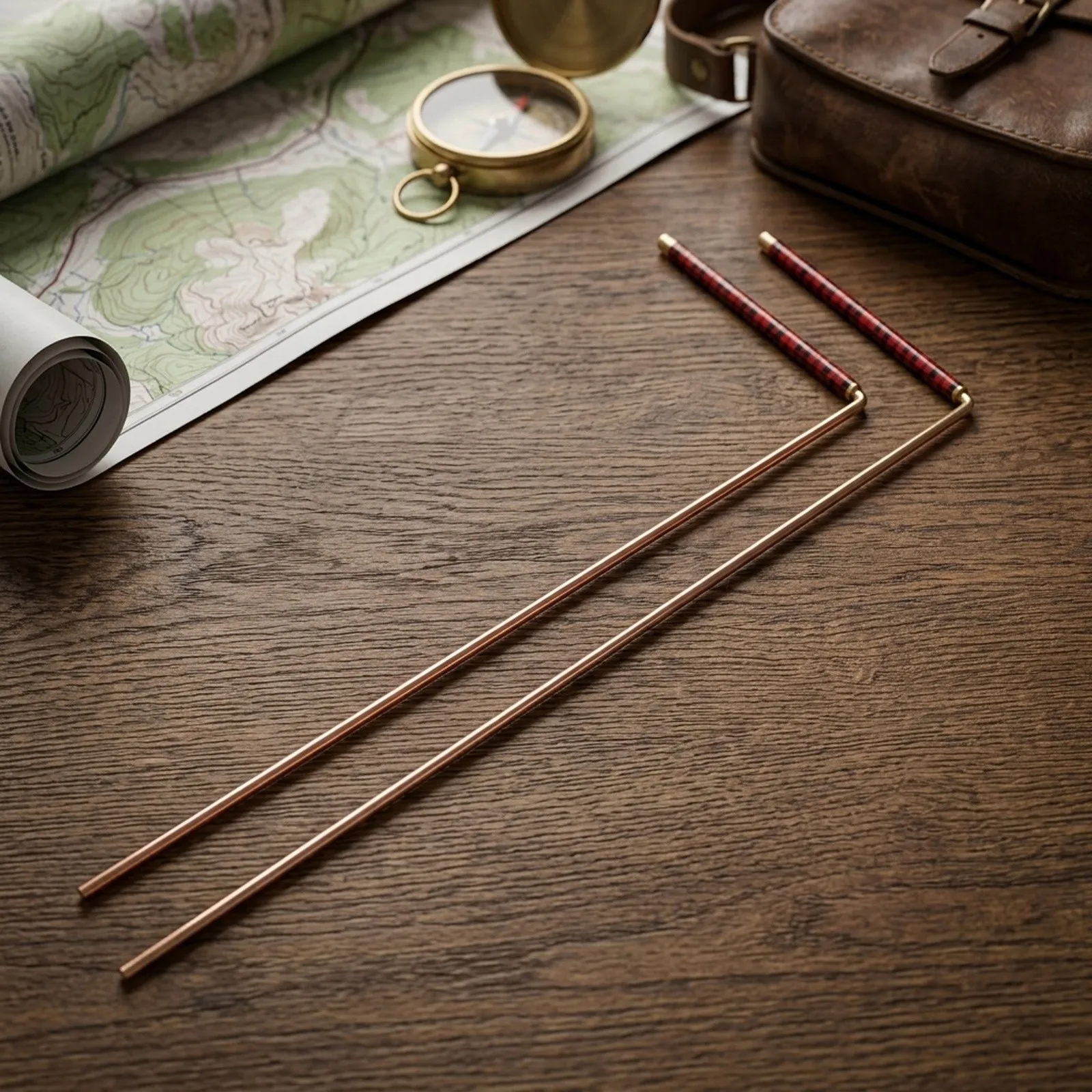 99.9% Pure Copper Dowsing Rods Pair Red Green Blue 5x12 Inch Retractable Brass Handle For Water Exploration Treasure Hunting Met