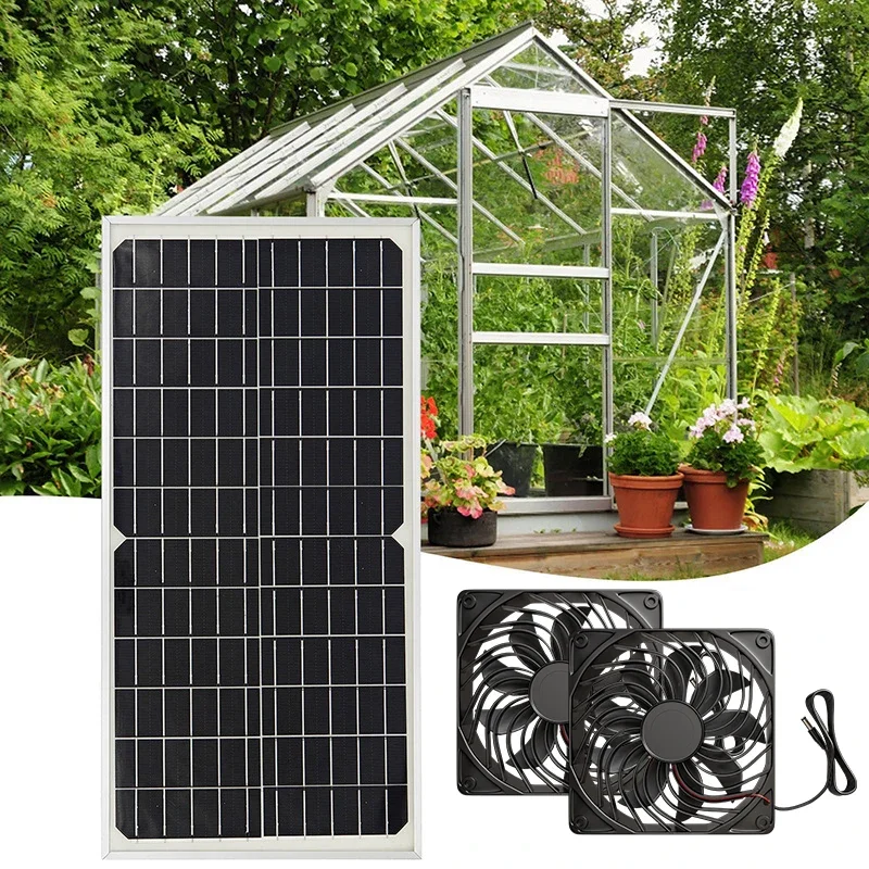 12V Solar Exhaust Fan for Chicken Coops - Complete Kit with Photovoltaic Panel, No Wiring Required for Greenhouses/Pets