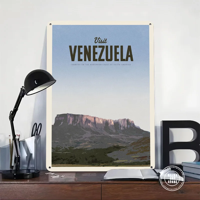 Visit Venezuela 3D Texture Metal Poster Customized Wall Art Tin Sign Gift for Mancave Luxury Decoration Home Decorations House