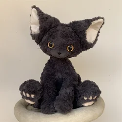 40cm Cute Black Devon Rex Plush Toy Lifelike Stuffed Animals Cat Fluffy Soft Doll Kids Toys Birthday Gift for Children