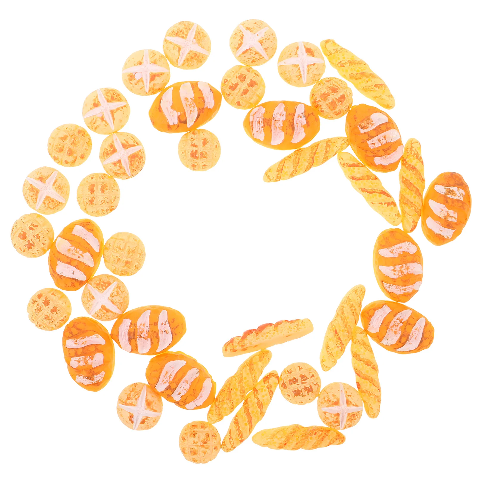 인형집용 미니 빵 50개: 사실적인 레진 음식 세트 인공 베이커리 장식 미니어처 주방 놀이 - 시뮬레이션 음식