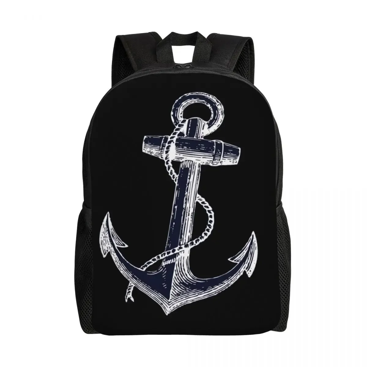 Mochila con ancla náutica personalizada para hombres y mujeres, mochila escolar para estudiantes universitarios, se adapta a portátiles de 15 pulgadas, bolsas de aventura de marinero