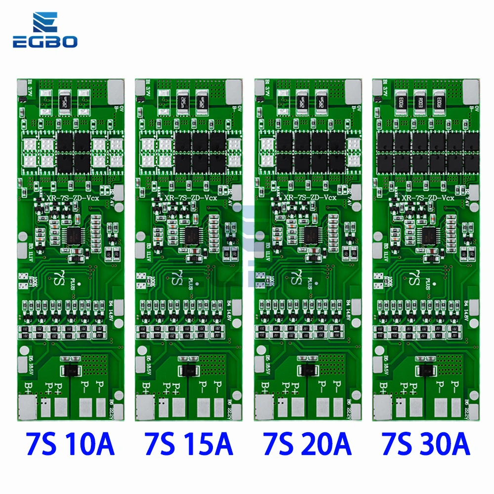 BMS 7S 24V 10A 15A 20A 30A Li-ion 18650 Battery Charge Board With Balance Function Short Circuit / Temperature Protection