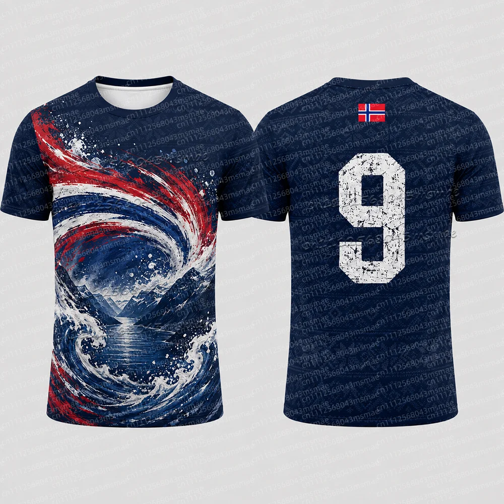 New NO.9 Men's and Women's Football O-neck T-shirt Norwegian Culture Shirt Summer Adult and Children's Competition Training Top