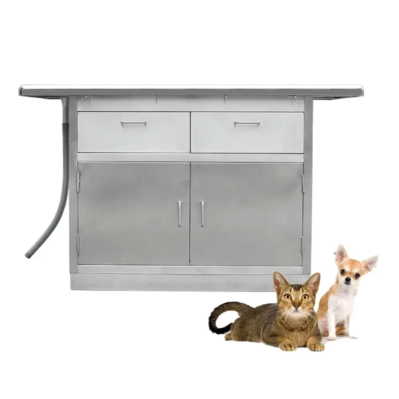 

Veterinary Stainless Steel Pet Exam Table Dog Treatment Disposal Cabinet With Drawers for Animal Care and Supplies