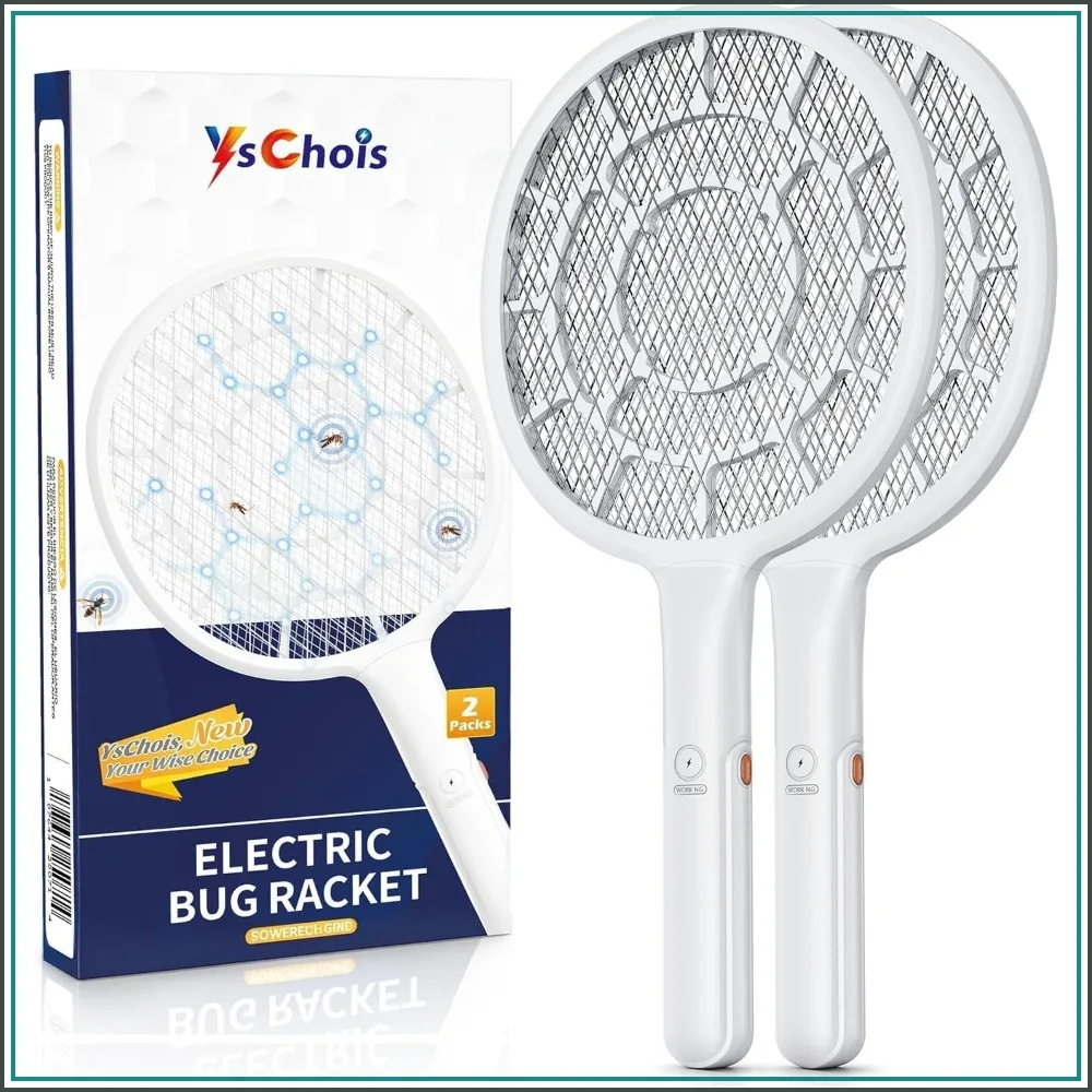 Electric Fly Swatter, 3400V Bug Zapper Racket, 3mm Mesh, 7.5oz Lightweight, AA Battery Operated, Indoor Outdoor Use, 2 Packs