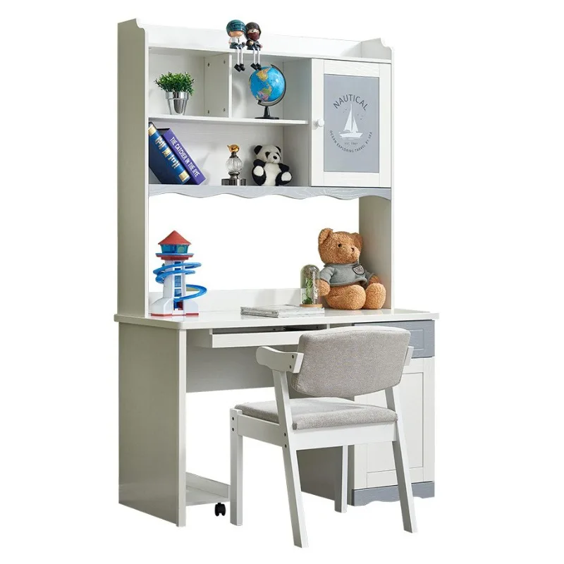 

Solid wood computer right-angle desk children's bookcase integrated table household student writing