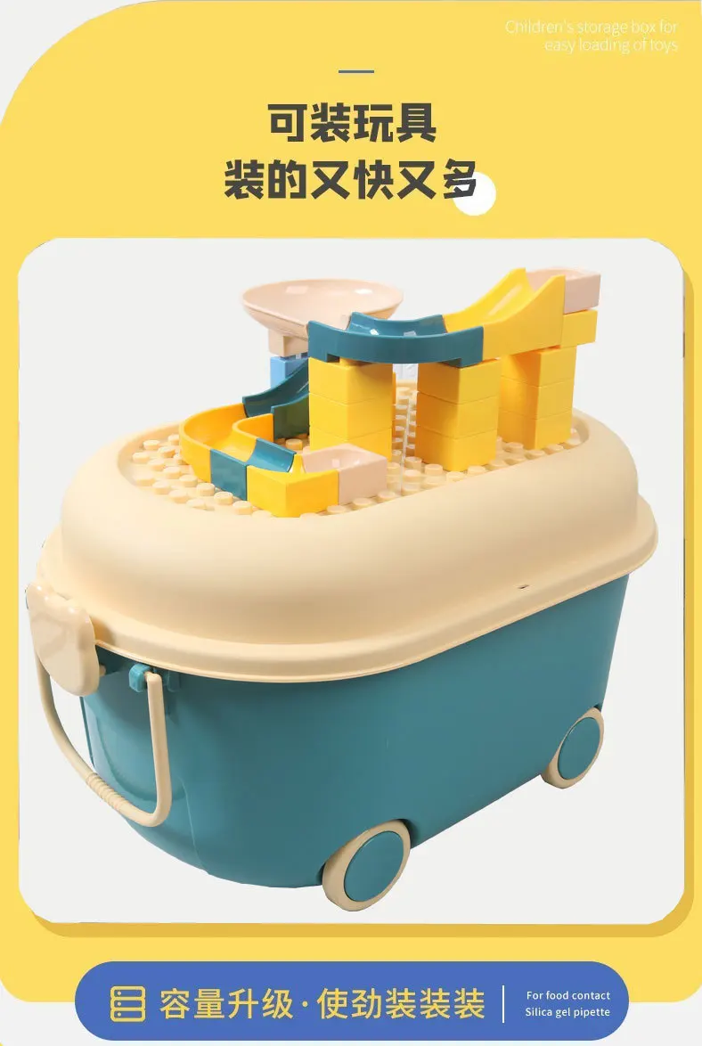 Aufbewahrungsbox mit Rollen, Haushaltskunststoff-Aufbewahrungskorb, große Kapazität, Snack- und Baustein-Aufbewahrungsbox, Kinder-Organizer – Detail 4
