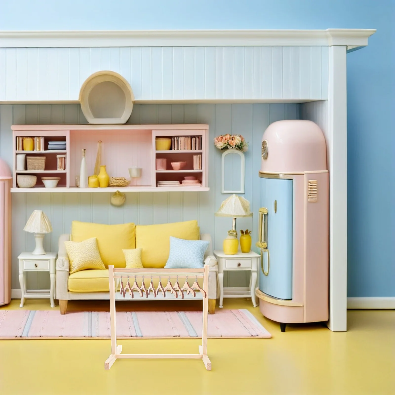 

1 комплект, деревянная вешалка для одежды, миниатюрная вешалка для одежды для показа платьев принцессы, организация детской одежды, аксессуары для кукольного домика