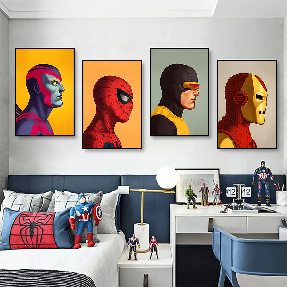  Marvel Movies Superheroes Wall Art Poster SpiderMan Iron Man Modern Canvas Painting Prints Kids Room Mural Home Decor