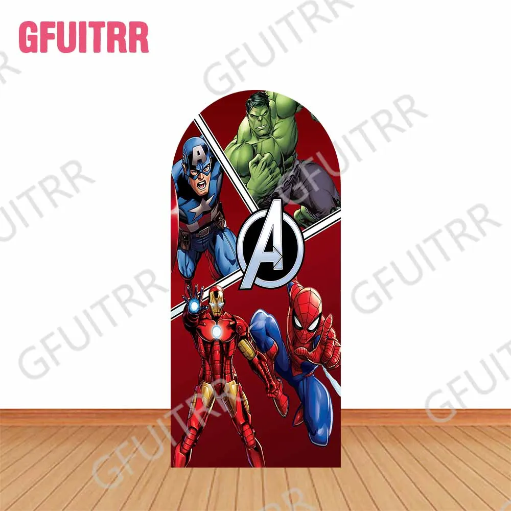 أغطية خلفية قوس المنتقمون لصور Marvel Superhero لحفلات أعياد الميلاد وديكور خلفية للحفلات بسحاب مزدوج الجانب