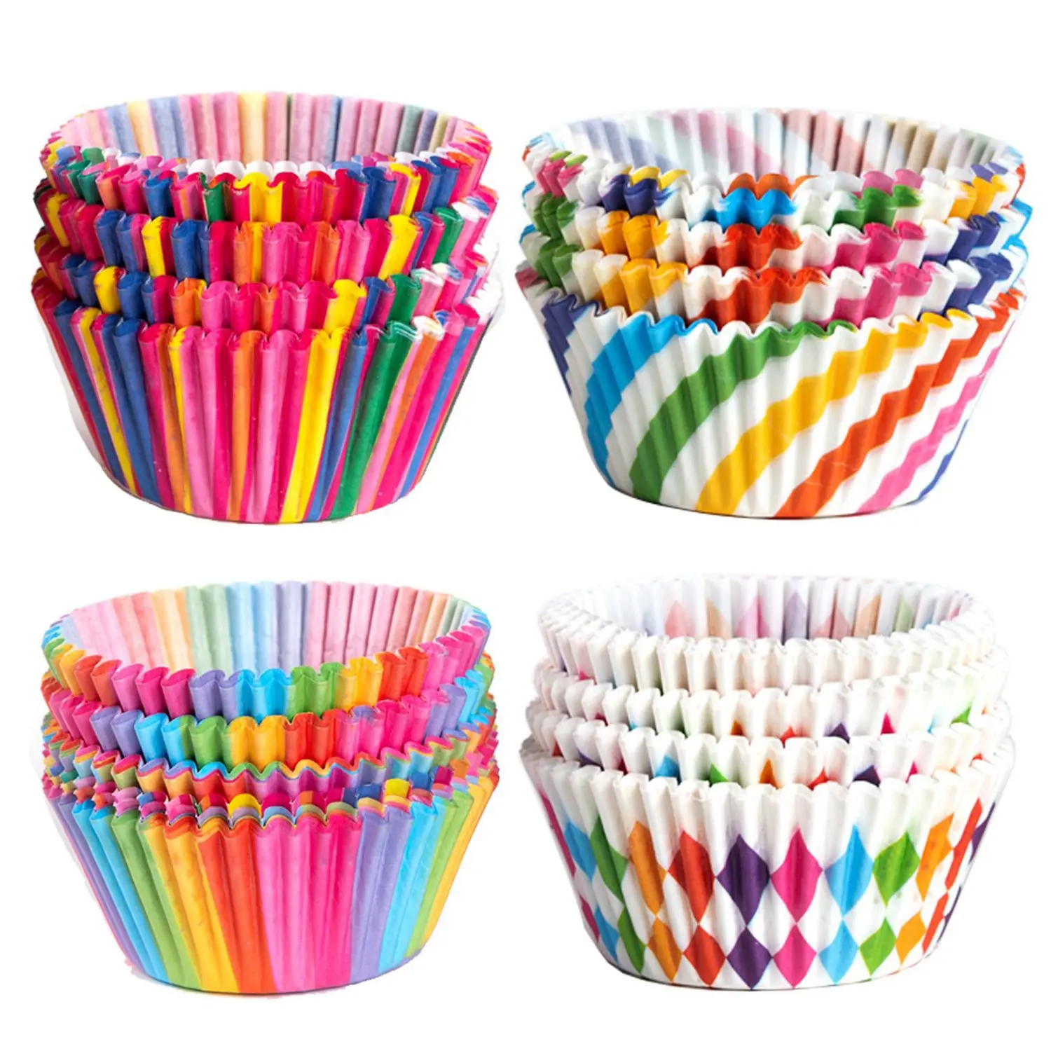 Cupcake Baking Paper Cups Muffin Cupcake Liners Colorful Rainbow Combo Disposable Baking Cups Set Standard Size,Pack of 400