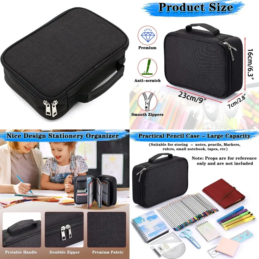 BTSKY Borsa per cancelleria con cerniera di grande capacità con motivo - Custodia multifunzionale per organizer per cancelleria con 36 grandi elastici
