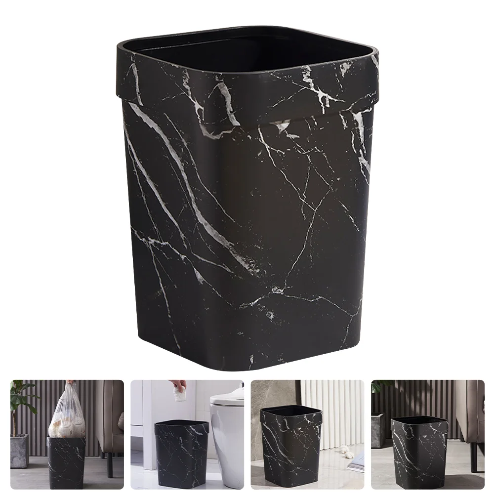 Black Bathroom Decor Marble Trash Can Garbage Car Square Office Black Bathroom Decor Plastic for