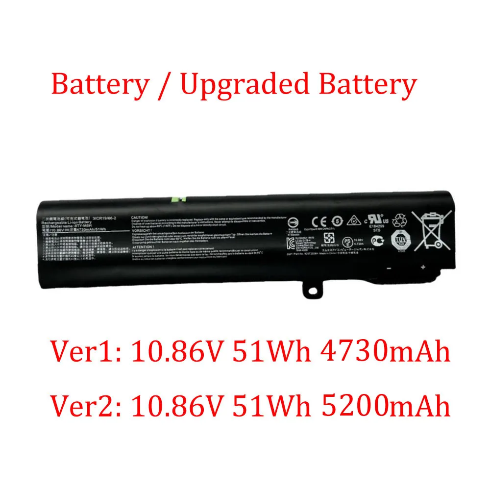 

Laptop Battery / Upgraded Battery For MSI GL62M 7RC 7RD 7RDX 7RE 7REX GL72 6QC 6QD 6QE 6QF 10.86V 51Wh 4730mAh 5200MAH