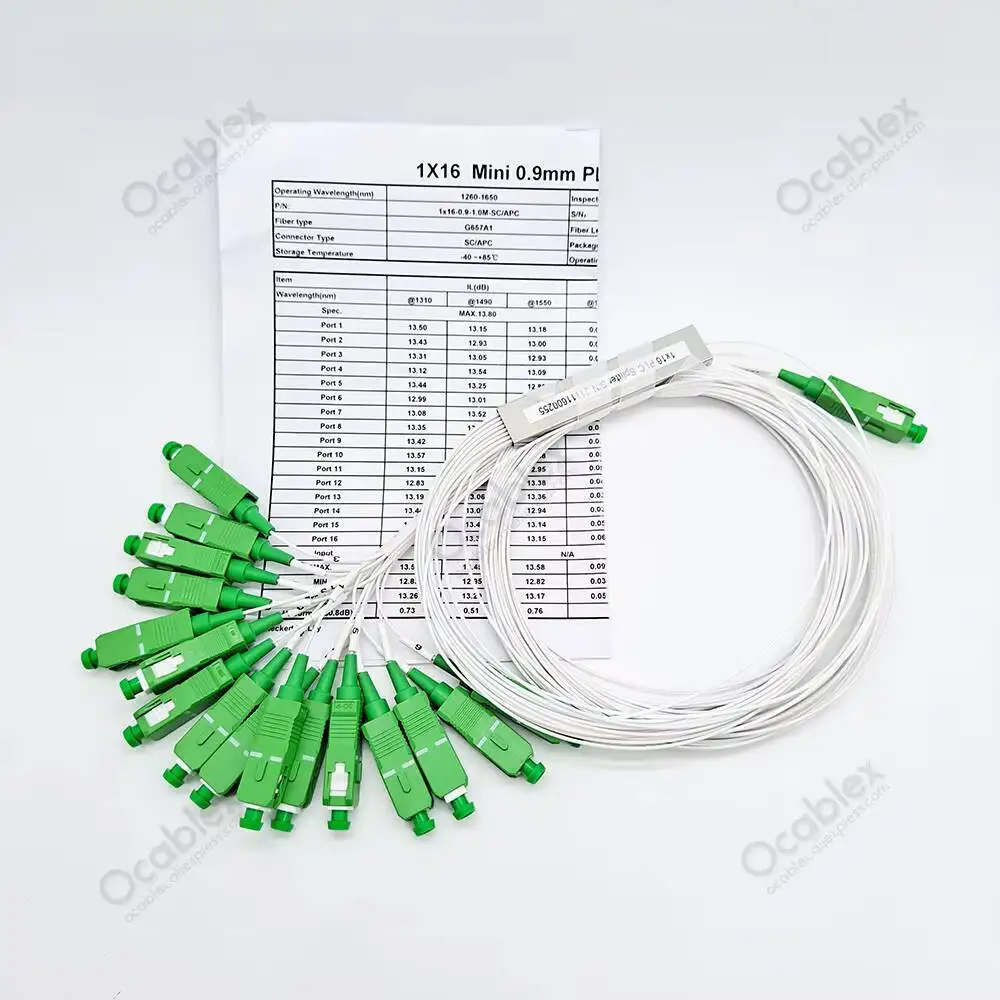 Free Shipping 10PCS/Lot 1X3 1X6 1X10 1X12  PLC SC/APC SM 0.9mm High Quality 1m FTTH Fiber Optic Splitter SC APC