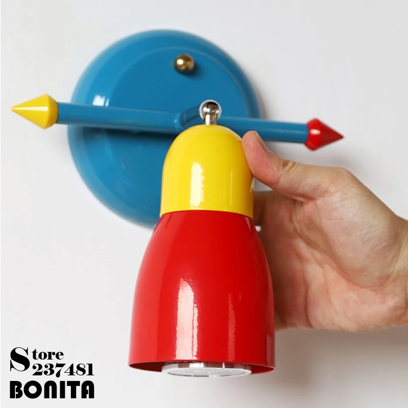 

Retro Colorful Rotating Wall Lamp Children's Room Kindergarten Store Decorative Spotlight Cartoon Arrow Wall Sconces Pull Switch