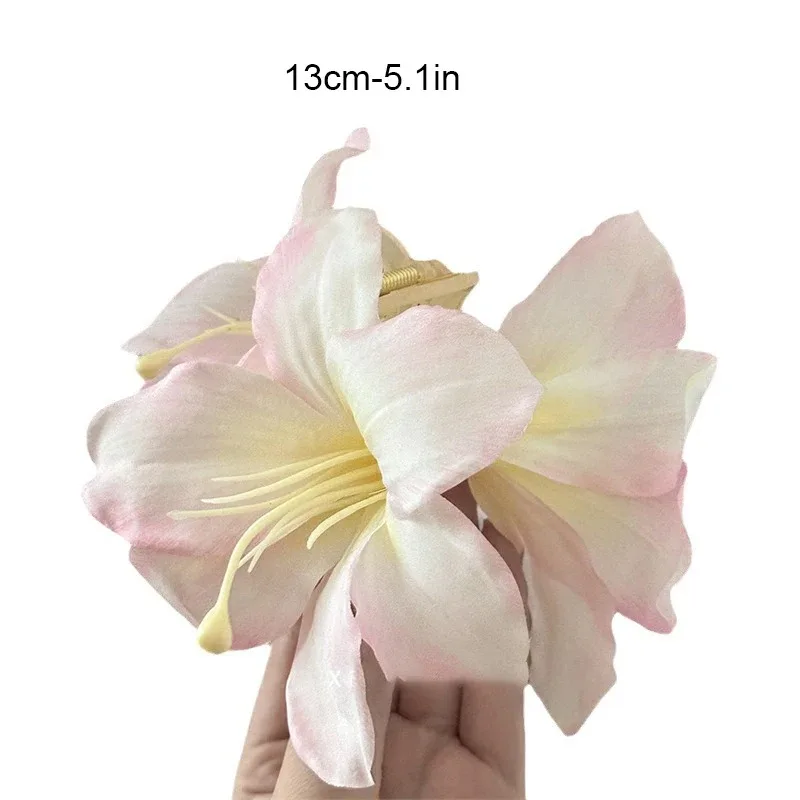 

1pc Simulation Lily Flower Hair Clip Atmosphere Photo Shark Clip Forest System High-end Sense Hair Clip Hair Accessories Female